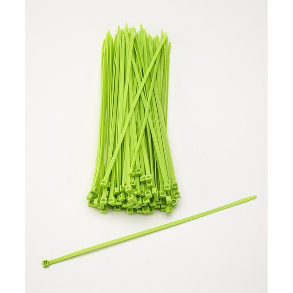 Cable Tie, 11 in L, Neon Green, Plastic, 2 PK