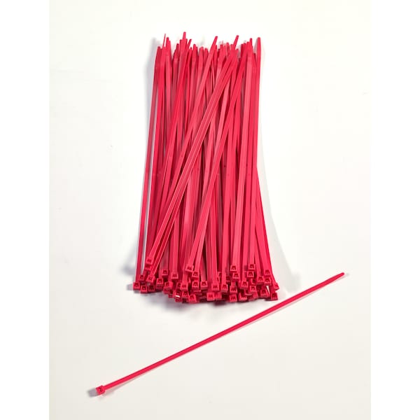 Cable Tie, 11 in L, Neon Pink, Plastic, 2 PK