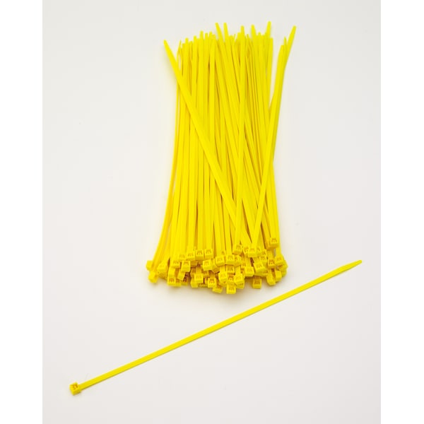 Cable Tie, 11 in L, Yellow, Plastic, 2 PK