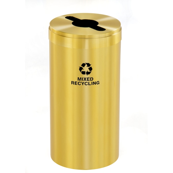 16 gal Round Recycling Bin, Satin Brass