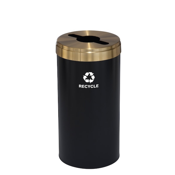 16 gal Round Recycling Bin, Satin Black/Satin Brass