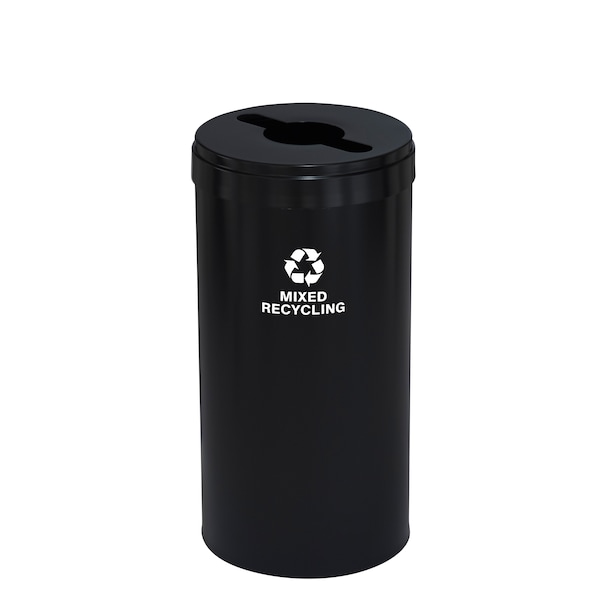 16 gal Round Recycling Bin, Satin Black
