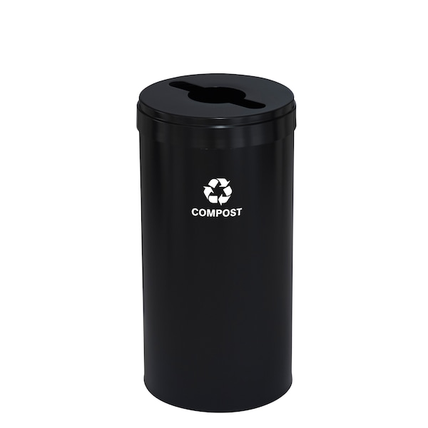 16 gal Round Recycling Bin, Satin Black