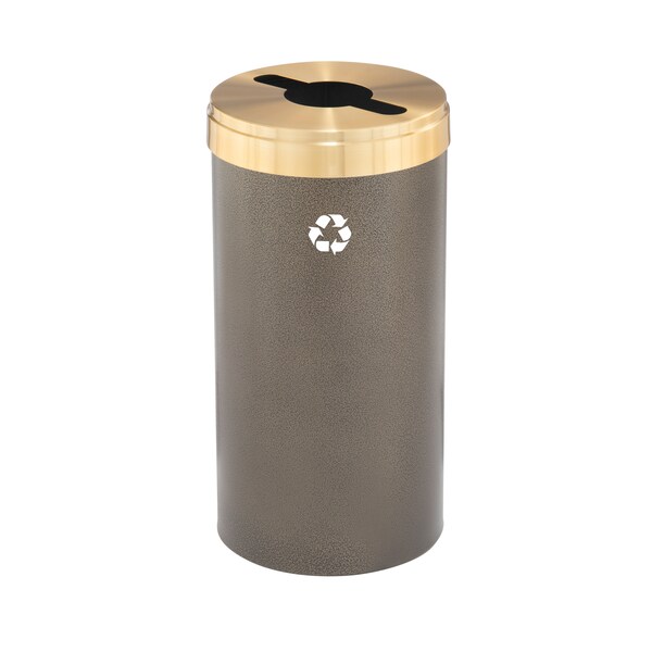 16 gal Round Recycling Bin, Bronze Vein/Satin Brass