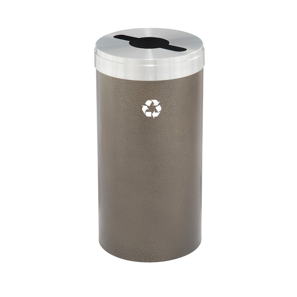 16 gal Round Recycling Bin, Bronze Vein/Satin Aluminum