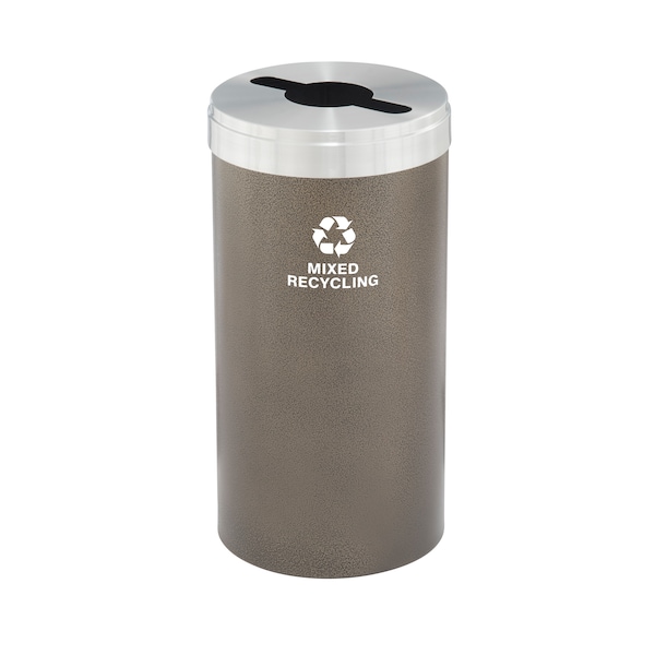 16 gal Round Recycling Bin, Bronze Vein/Satin Aluminum