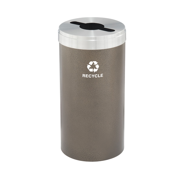 16 gal Round Recycling Bin, Bronze Vein/Satin Aluminum