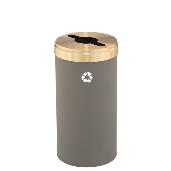 16 gal Round Recycling Bin, Nickel/Satin Brass