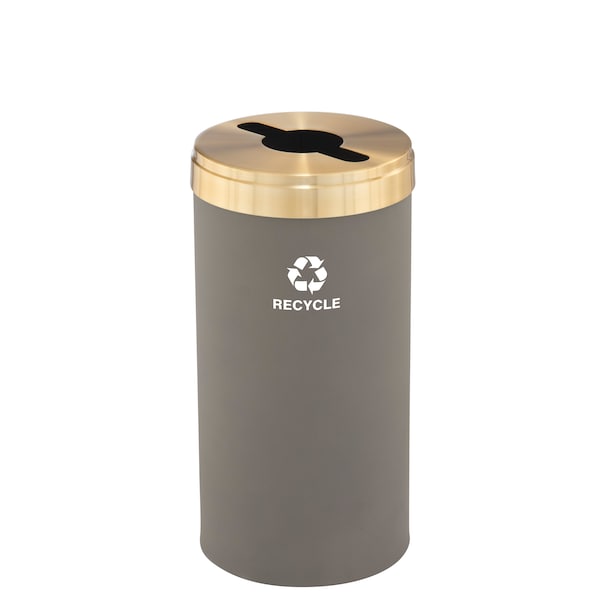 16 gal Round Recycling Bin, Nickel/Satin Brass