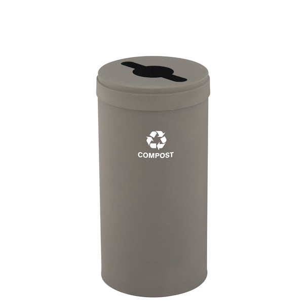 16 gal Round Recycling Bin, Nickel