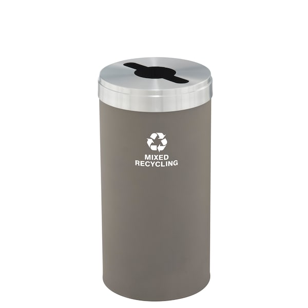 16 gal Round Recycling Bin, Nickel/Satin Aluminum