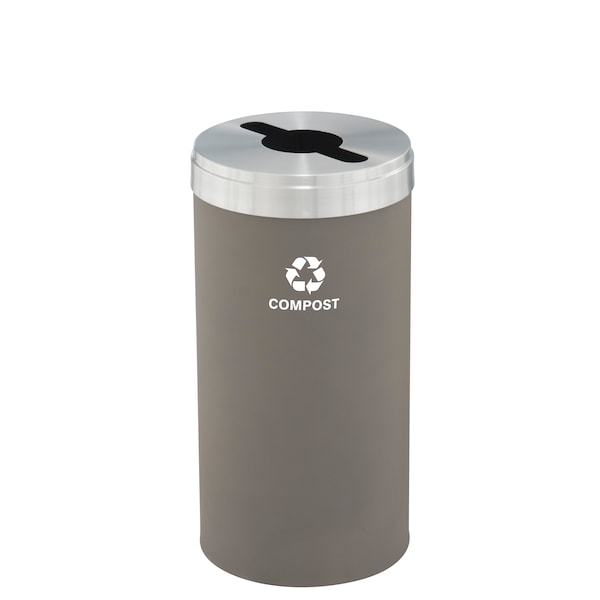 16 gal Round Recycling Bin, Nickel/Satin Aluminum