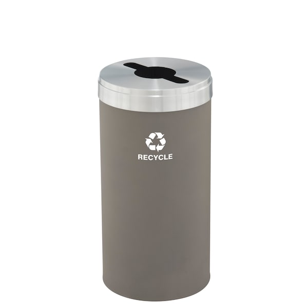 16 gal Round Recycling Bin, Nickel/Satin Aluminum