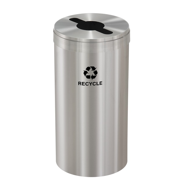 16 gal Round Recycling Bin, Satin Aluminum