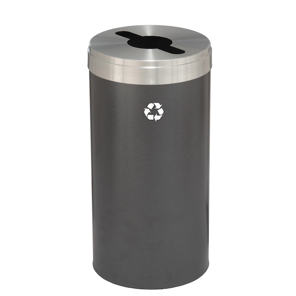 16 gal Round Recycling Bin, Silver Vein/Satin Aluminum