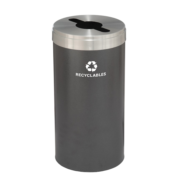 16 gal Round Recycling Bin, Silver Vein/Satin Aluminum