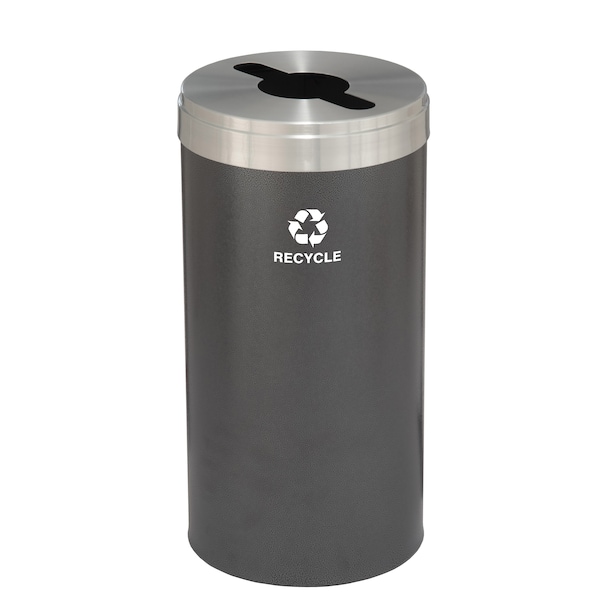16 gal Round Recycling Bin, Silver Vein/Satin Aluminum
