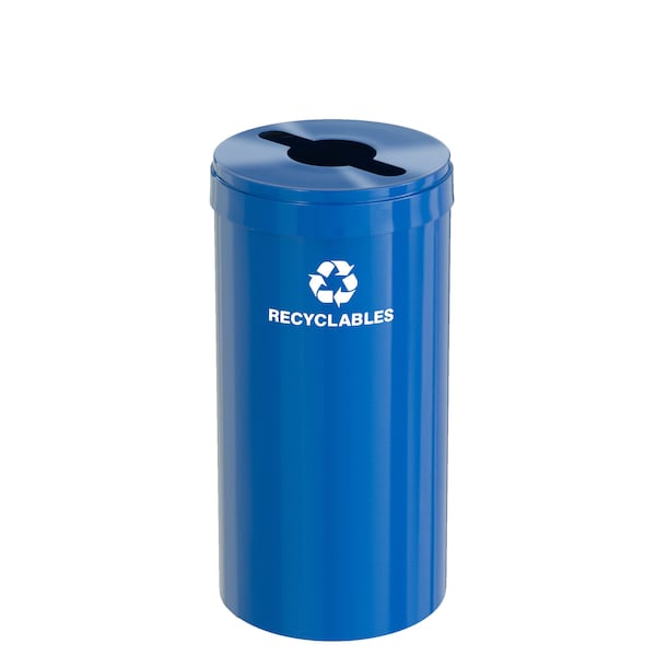 23 gal Round Recycling Bin, Blue