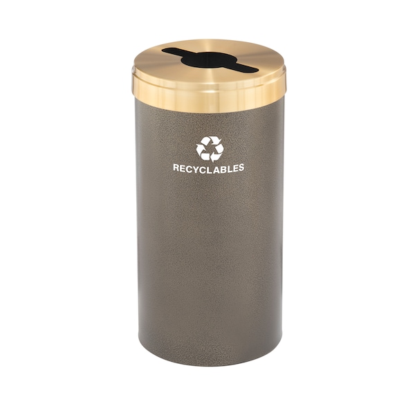 23 gal Round Recycling Bin, Bronze Vein/Satin Brass