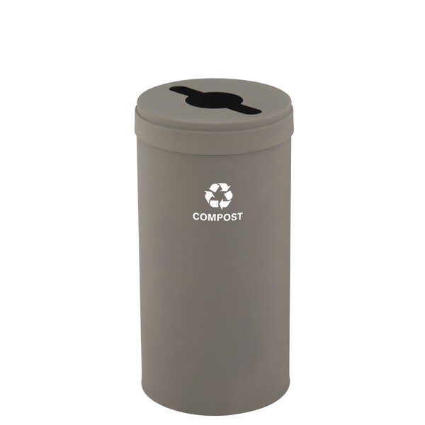 23 gal Round Recycling Bin, Nickel