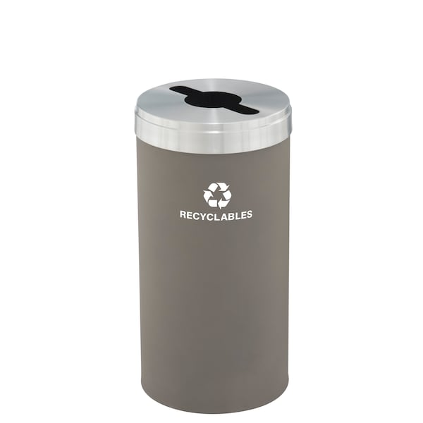23 gal Round Recycling Bin, Nickel/Satin Aluminum