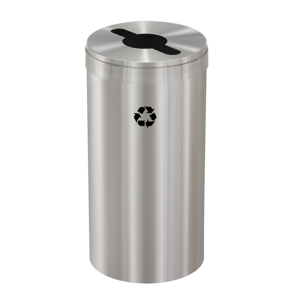23 gal Round Recycling Bin, Satin Aluminum