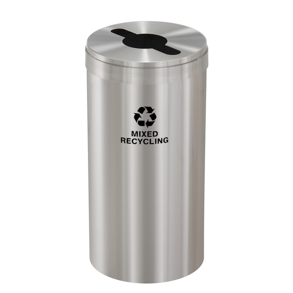 23 gal Round Recycling Bin, Satin Aluminum
