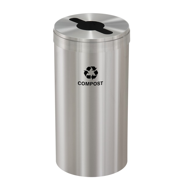 23 gal Round Recycling Bin, Satin Aluminum