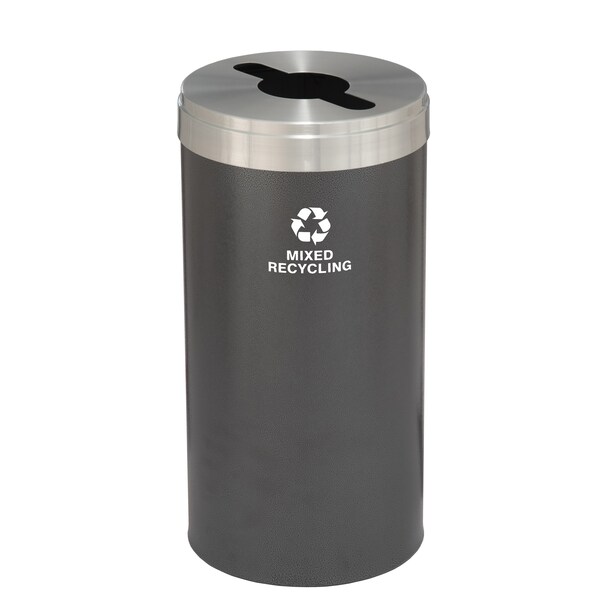 23 gal Round Recycling Bin, Silver Vein/Satin Aluminum