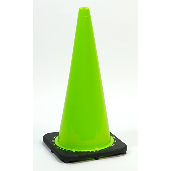 Traffic Cone with 7 lb. Plain Finish, 28, Plastic, 28 in Height, 12 in Length, 7 pound, Lime