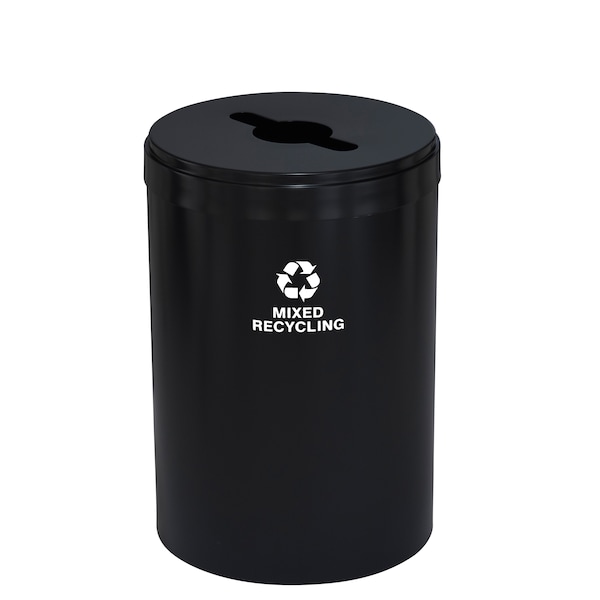33 gal Round Recycling Bin, Satin Black