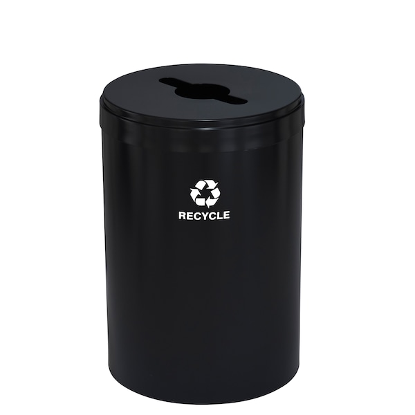 33 gal Round Recycling Bin, Satin Black