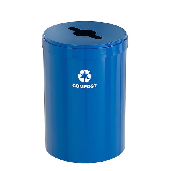 33 gal Round Recycling Bin, Blue
