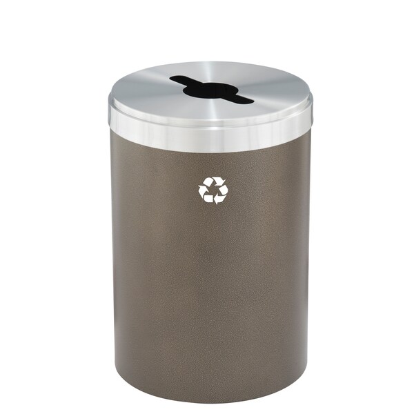 33 gal Round Recycling Bin, Bronze Vein/Satin Aluminum