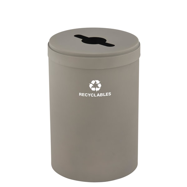 33 gal Round Recycling Bin, Nickel