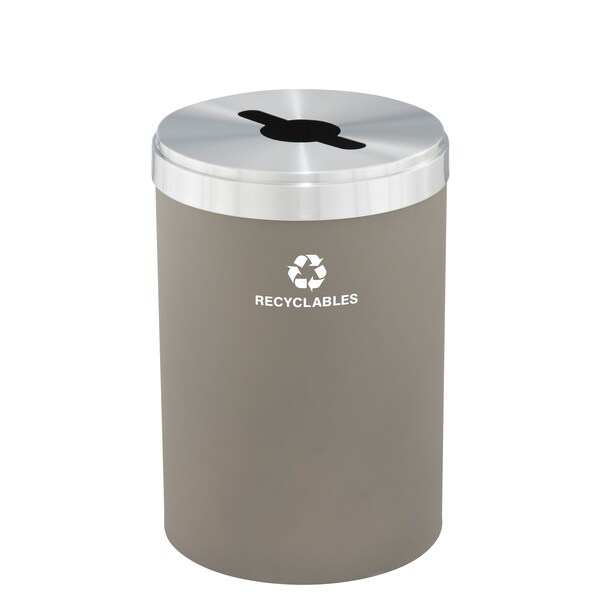 33 gal Round Recycling Bin, Nickel/Satin Aluminum