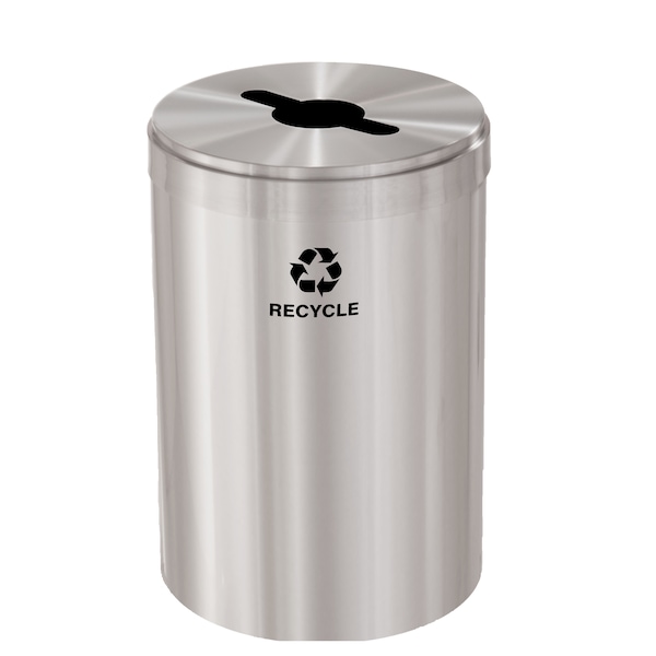 33 gal Round Recycling Bin, Satin Aluminum