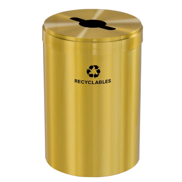 41 gal Round Recycling Bin, Satin Brass