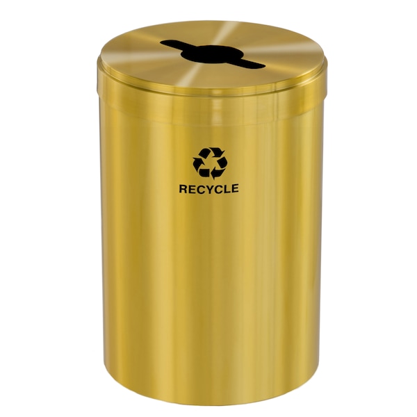 41 gal Round Recycling Bin, Satin Brass