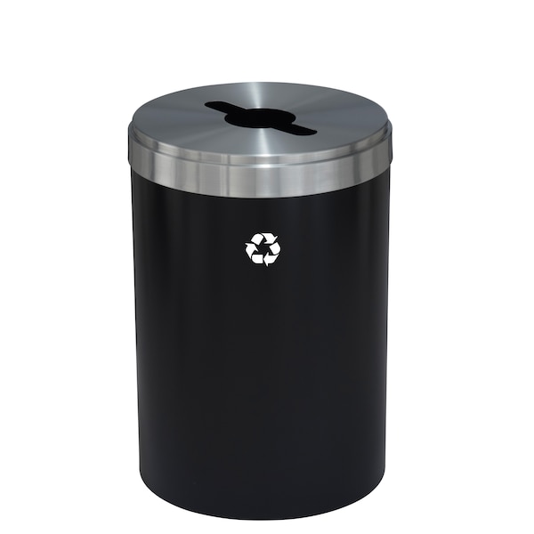 41 gal Round Recycling Bin, Satin Black/Satin Aluminum