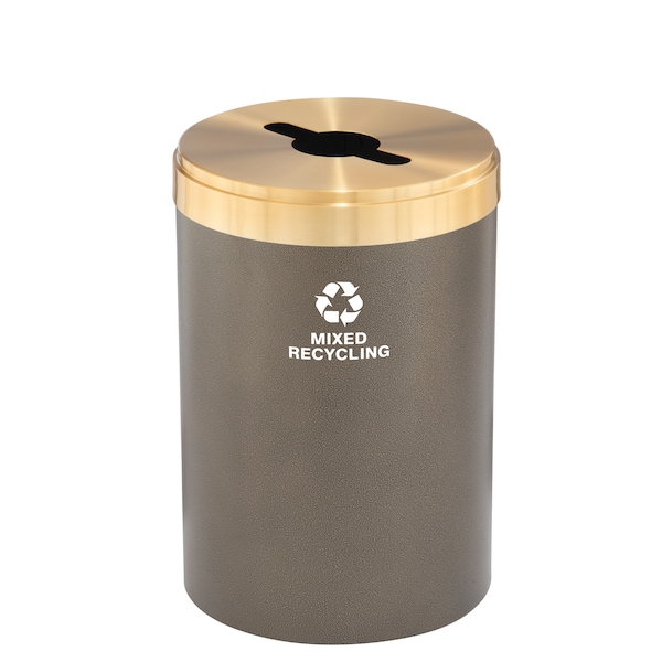 41 gal Round Recycling Bin, Bronze Vein/Satin Brass