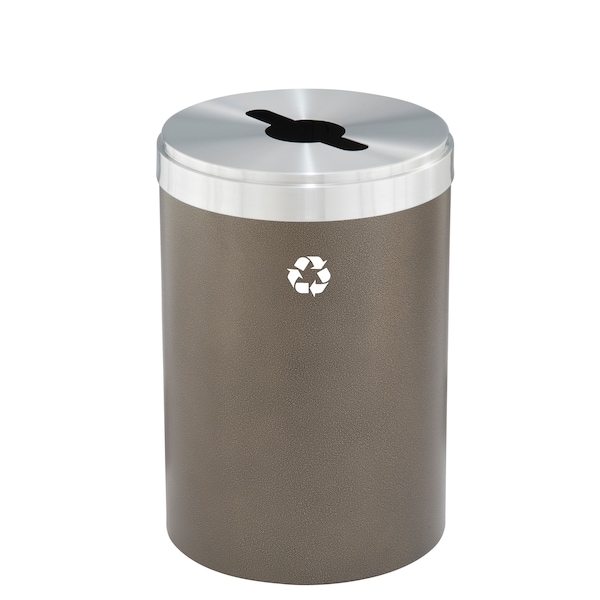 41 gal Round Recycling Bin, Bronze Vein/Satin Aluminum