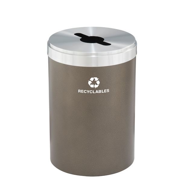 41 gal Round Recycling Bin, Bronze Vein/Satin Aluminum