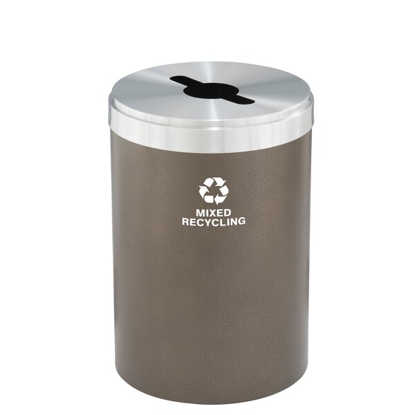 41 gal Round Recycling Bin, Bronze Vein/Satin Aluminum