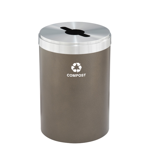 41 gal Round Recycling Bin, Bronze Vein/Satin Aluminum