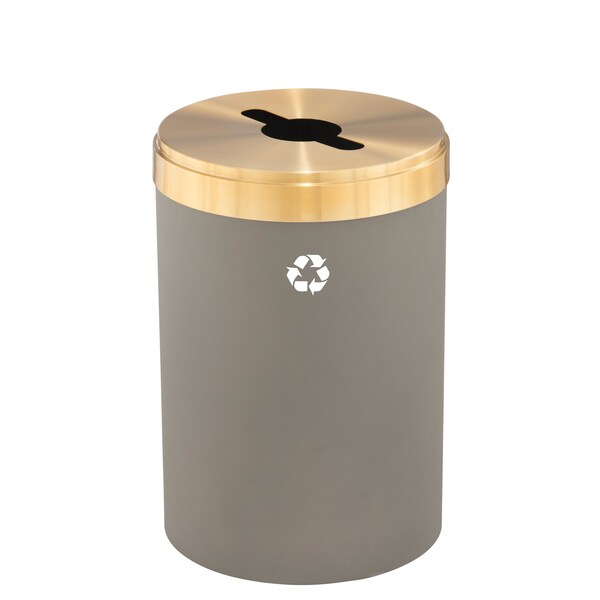 41 gal Round Recycling Bin, Nickel/Satin Brass