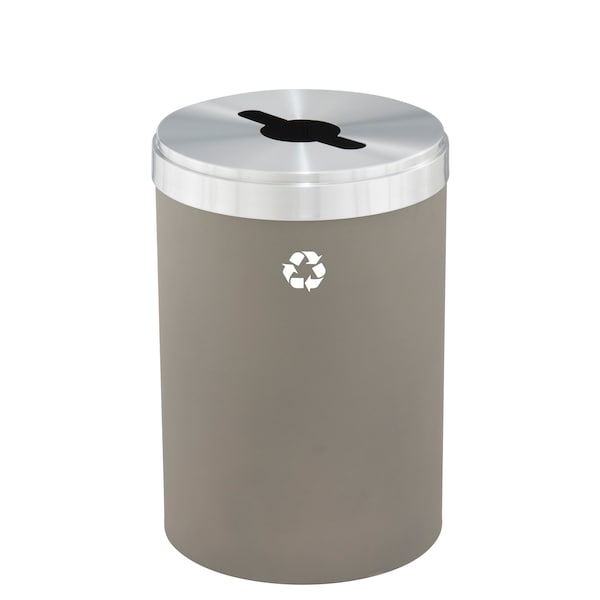 41 gal Round Recycling Bin, Nickel/Satin Aluminum