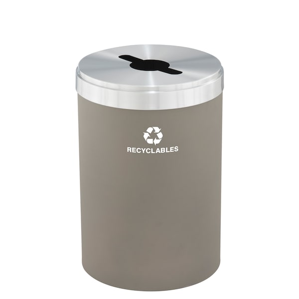 41 gal Round Recycling Bin, Nickel/Satin Aluminum