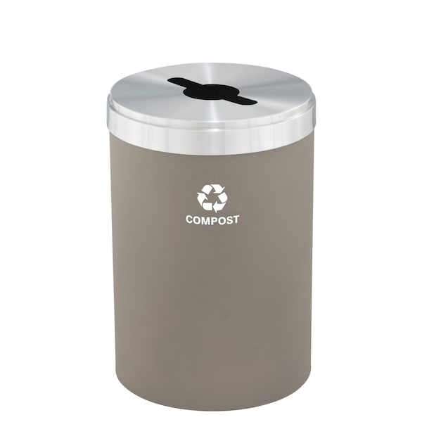 41 gal Round Recycling Bin, Nickel/Satin Aluminum