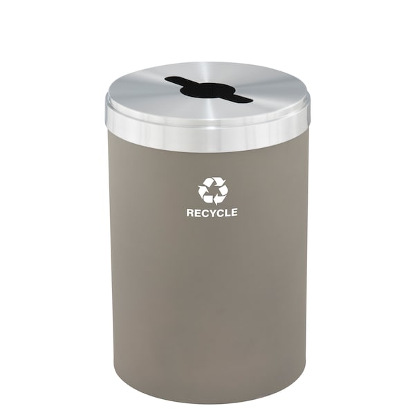 41 gal Round Recycling Bin, Nickel/Satin Aluminum